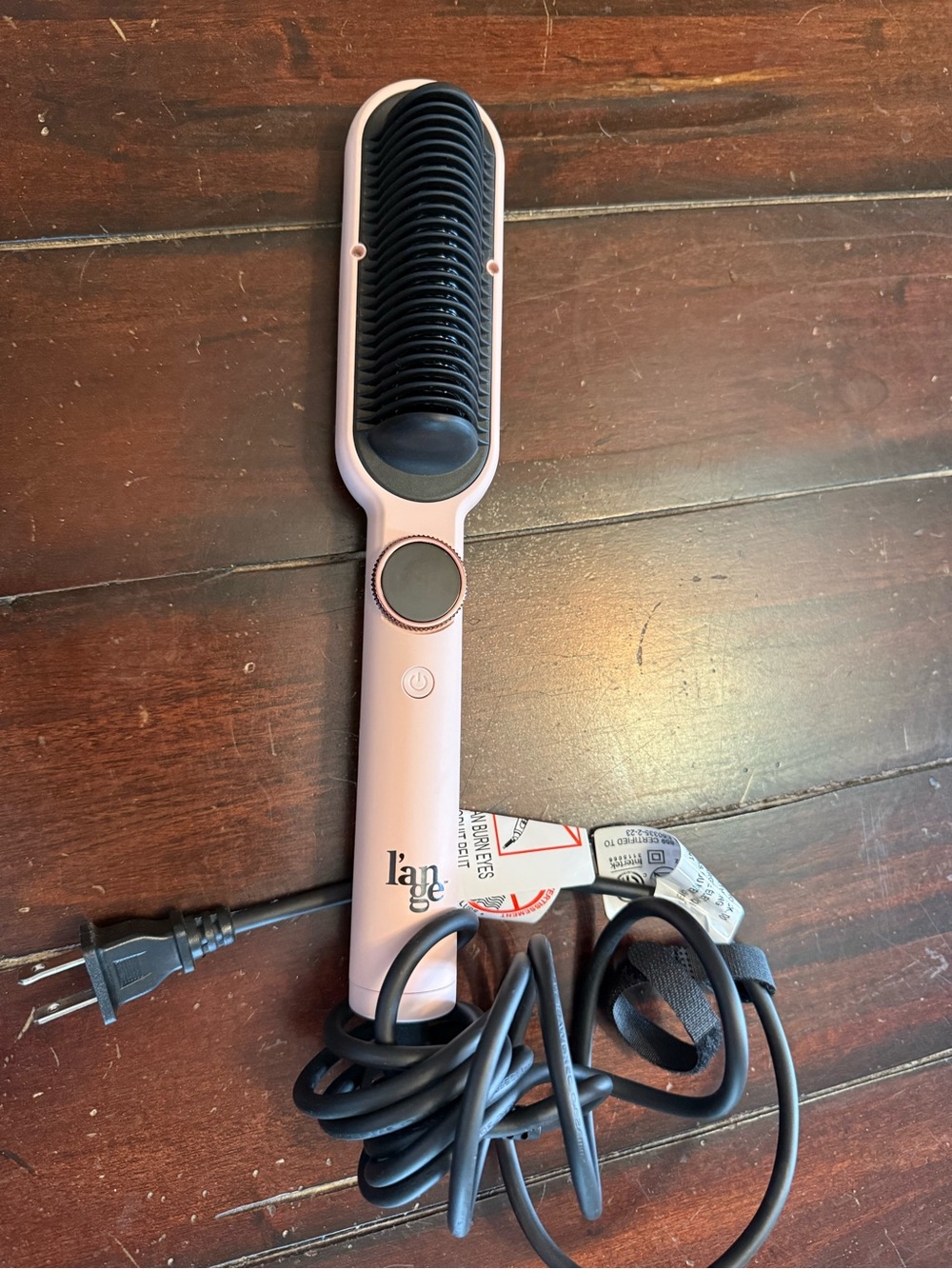 L’ange Le Vite Ceramic Heated Straightening Brush Blush Pink